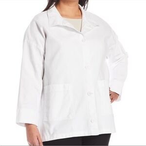 Eileen Fisher Jacket White Cotton Hemp Classic Stand Collar Jacket
